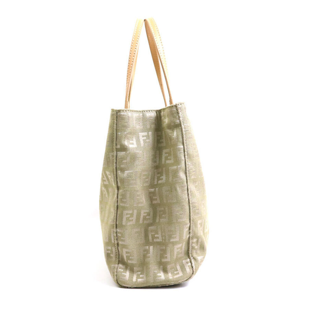 Fendi handbag leather gold Tan Khaki canvas Zucchino Beige Green